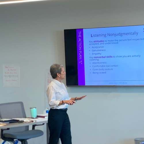 Marcie Gibbons presents an Adult Mental Health First Aid course through CFAAC.